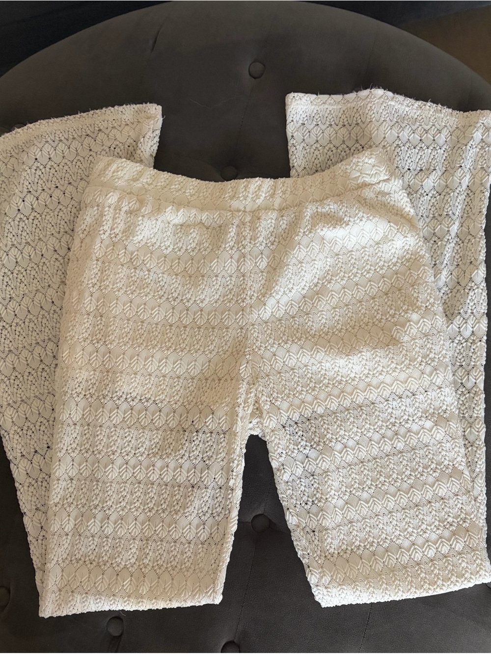 Women's Cream Crochet Knit pants